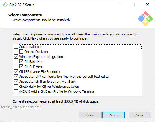 Git installer - default